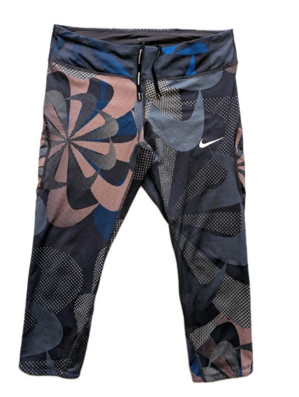 Nike Dri-FIT Women’s L Capri Leggings 3/4 Running Athletic Pants Zip Back Pocket